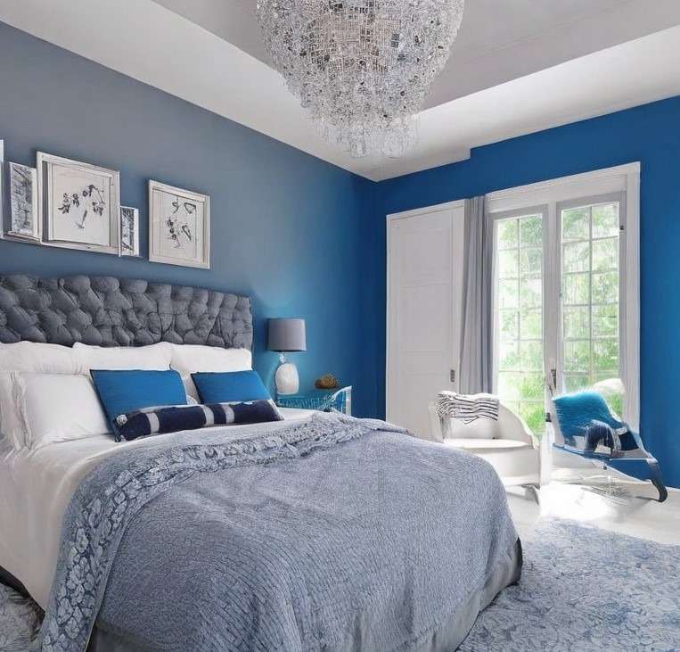 Blue and Grey as Blue Combination for Bedroom Walls