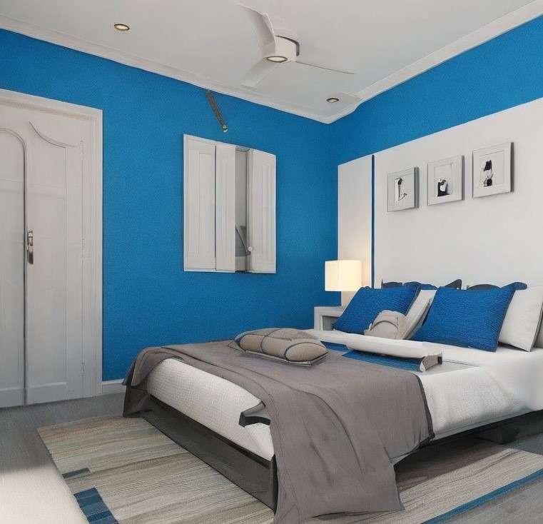 Blue and White as Blue Two Colour Combination for Bedroom Walls