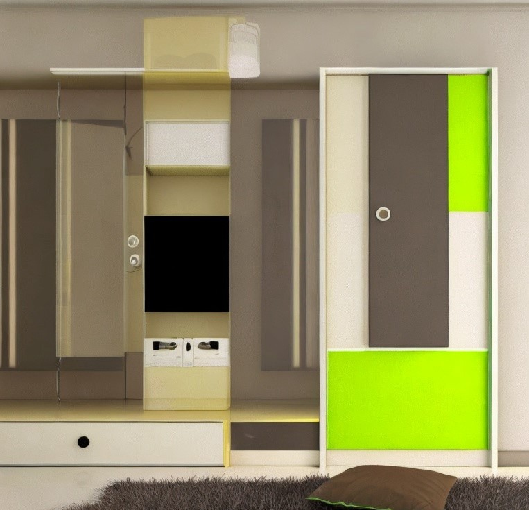 Neon Green and Beige Wardrobe Laminate Colour Combinations