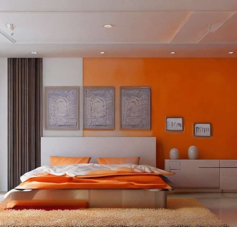Orange Two Colour Combination For Master Bedroom