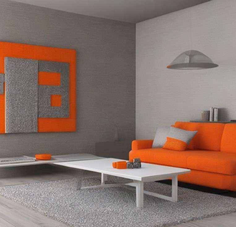 Orange and Grey for the Living Room
