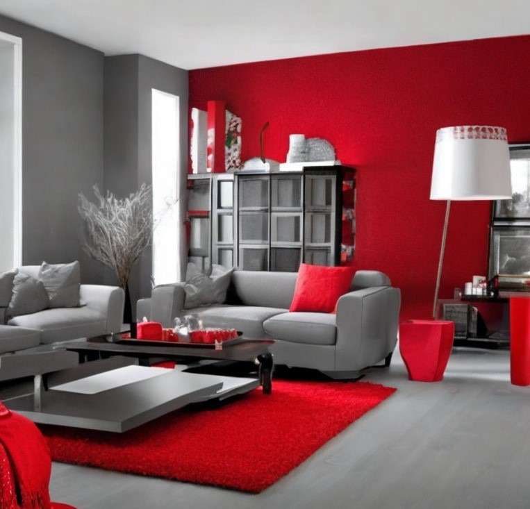 Red and Grey for the Living Room