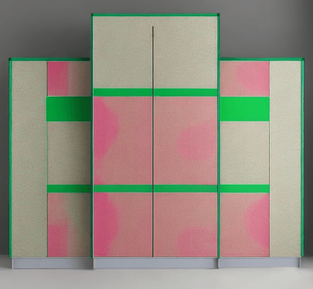 Two Colour Sun Mica Wardrobe Design Pink and Green