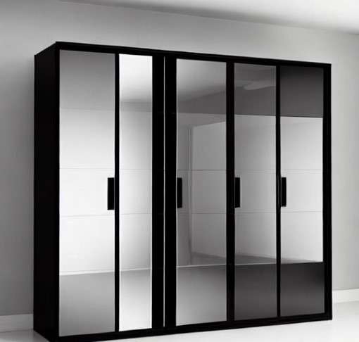 Wardrobe colour combinations Black cupboard with reflective glass
