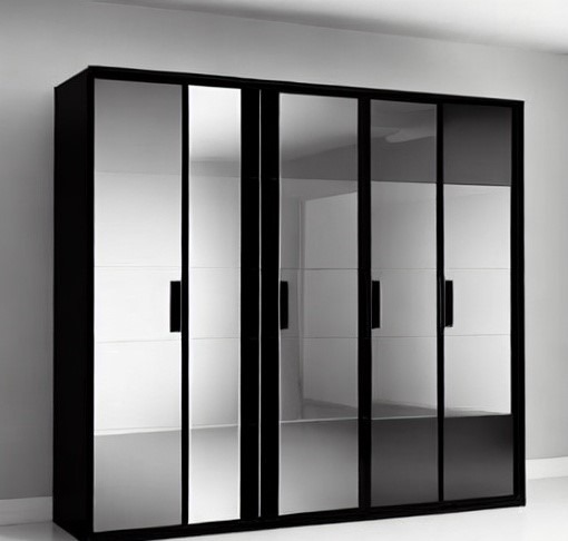 Wardrobe colour combinations Black cupboard with reflective glass