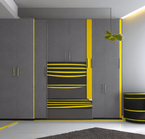Yellow and Grey Colour Combination for Wardrobe