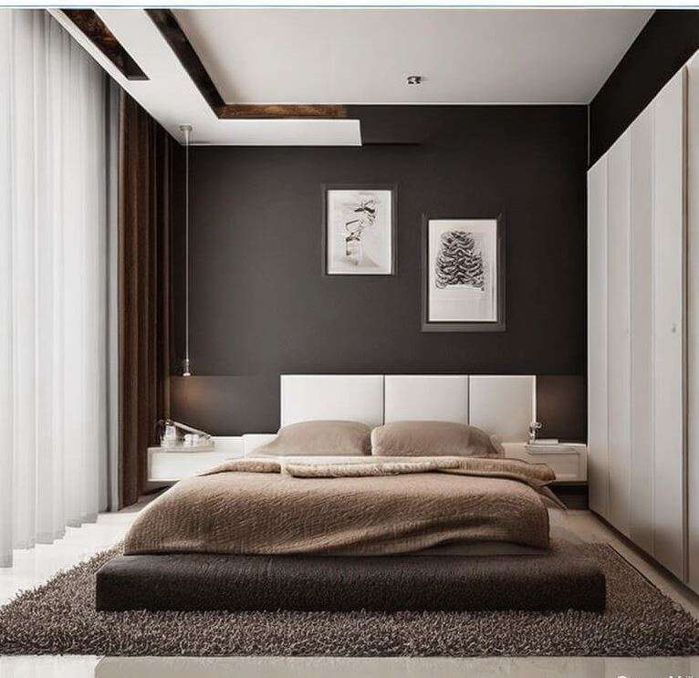 black_and_brown_two_colour_combination_for_bedroom_walls