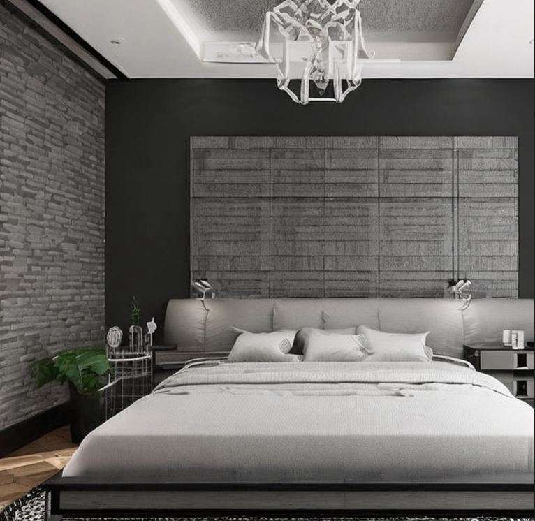black_and_grey_two_colour_combination_for_bedroom_walls