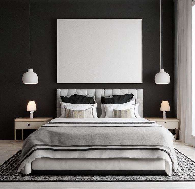 black_and_white_two_colour_combination_for_bedroom_walls