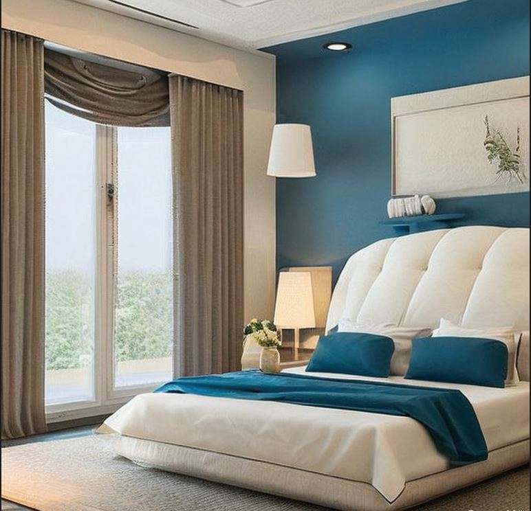 blue_white_and_ivory_three_colour_combination_for_bedroom_walls