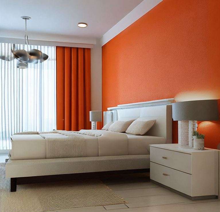 orange_and_white_two_colour_combination_for_bedroom_walls