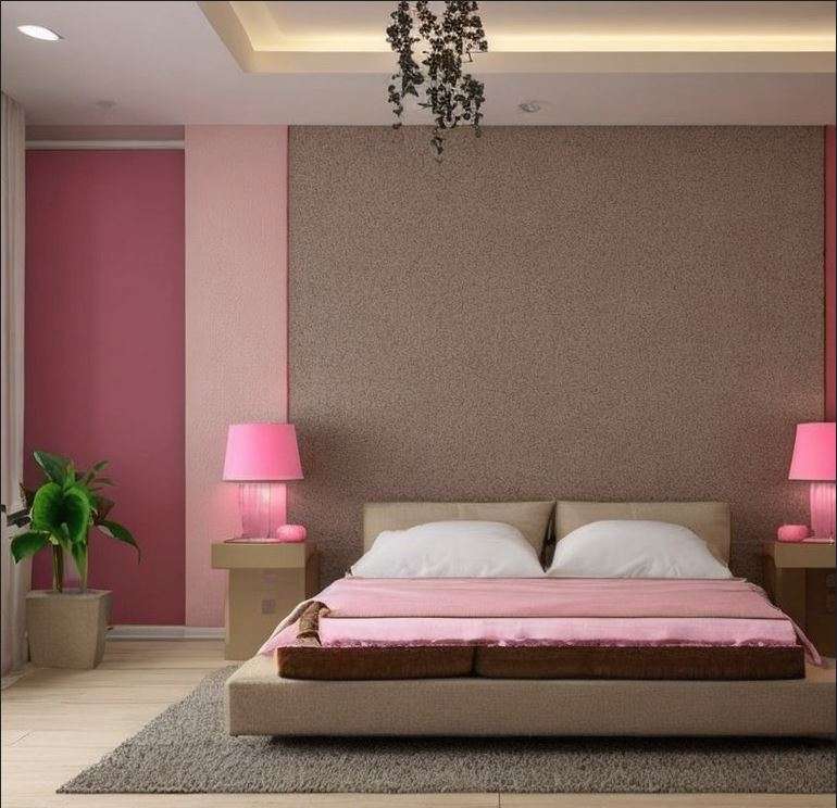 pink_and_beige_two_colour_combination_for_bedroom_walls