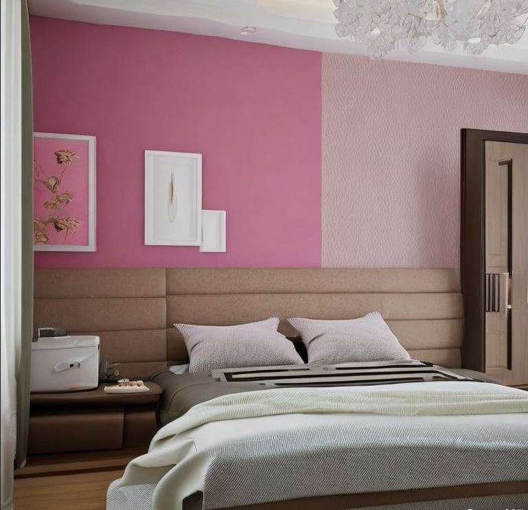 pink_and_brown_two_colour_combination_for_bedroom_walls