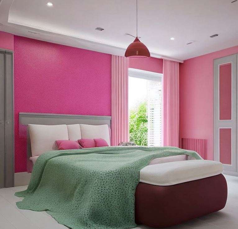 pink_and_dark_pink_two_colour_combination_for_bedroom_walls