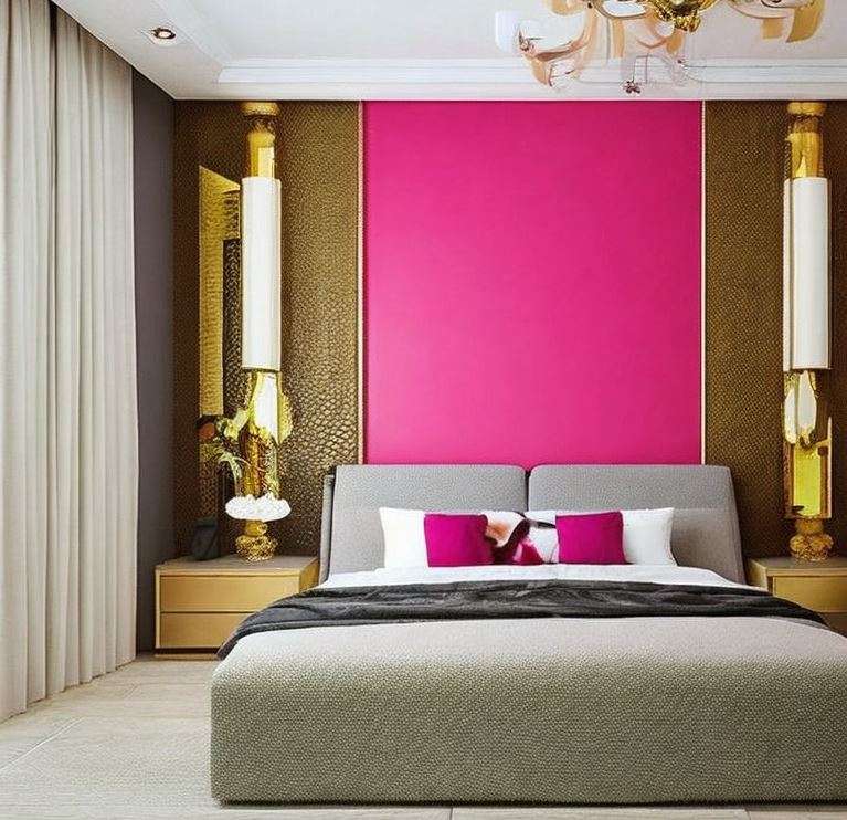 pink_and_gold_two_colour_combination_for_bedroom_walls