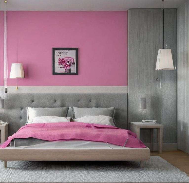 pink_and_grey_two_colour_combination_for_bedroom_walls