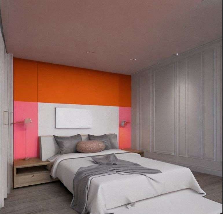 pink_and_orange_two_colour_combination_for_bedroom_walls