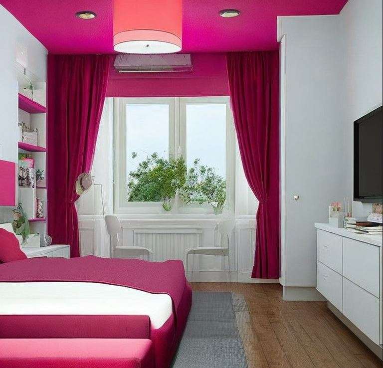 pink_and_red_two_colour_combination_for_bedroom_walls