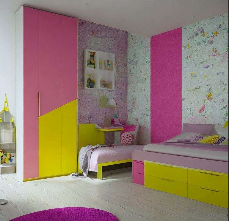 pink_and_yellow_colour_for_kids_bedroom