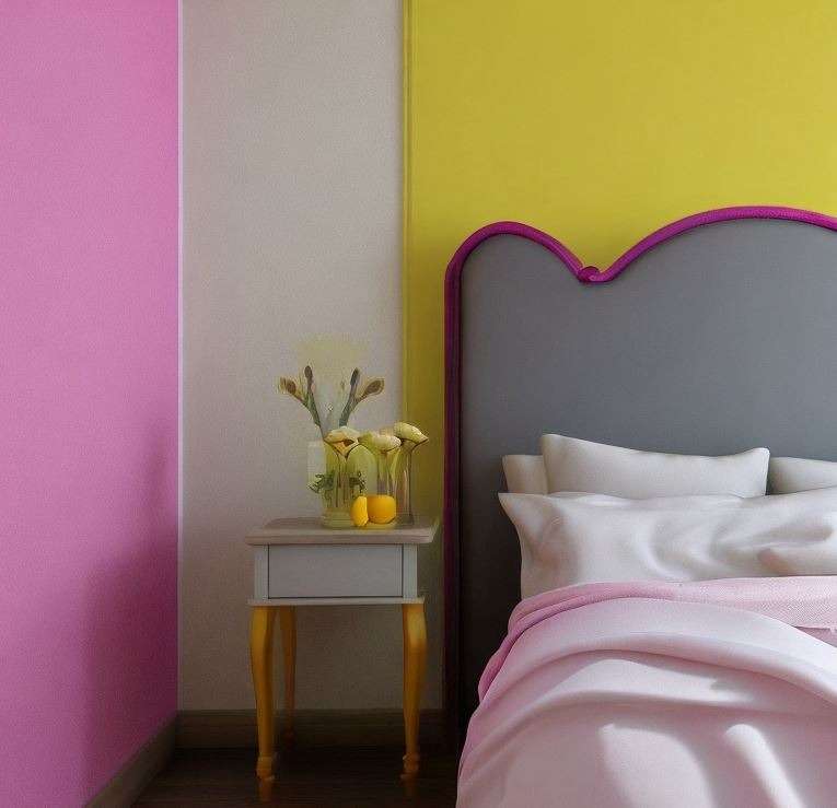 pink_and_yellow_two_colour_combination_for_bedroom_walls