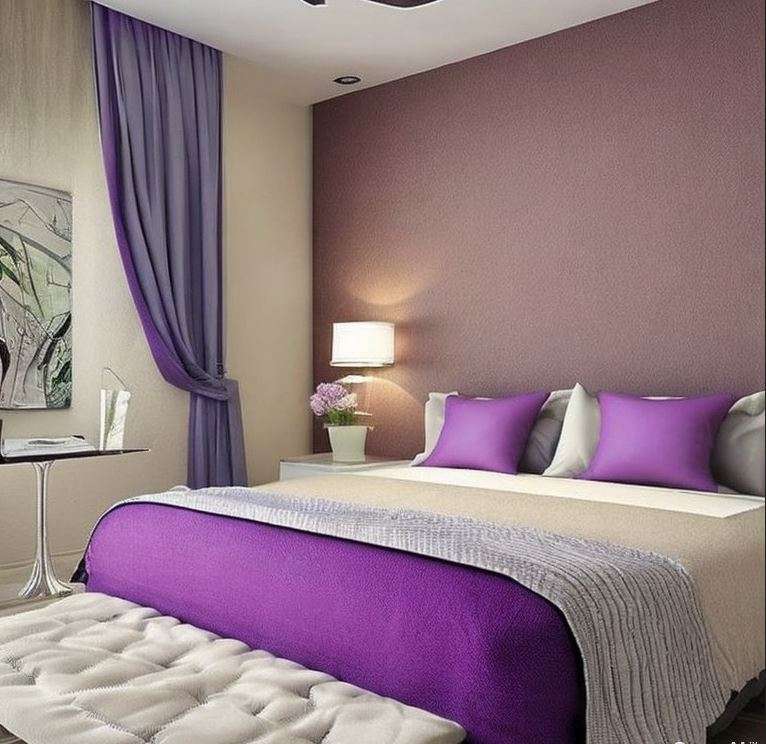 purple_and_beige_two_colour_combination_for_bedroom_walls