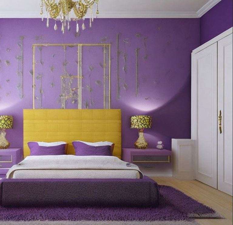 purple_and_gold_two_colour_combination_for_bedroom_walls