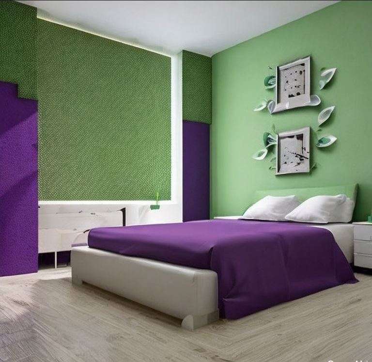 purple_and_green_two_colour_combinations_for_bedroom_walls