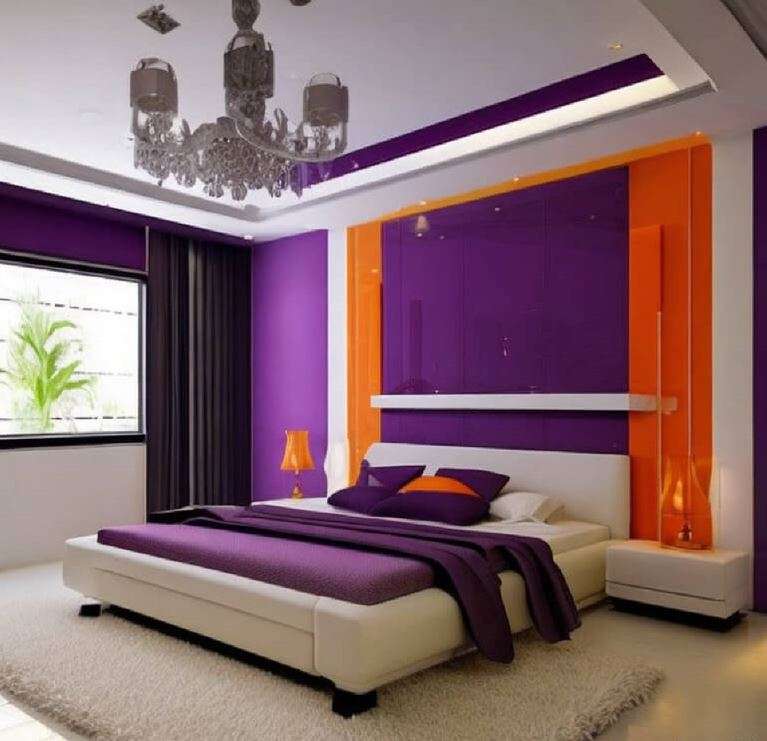 purple_and_orange_two_colour_combinations_for_bedroom_walls