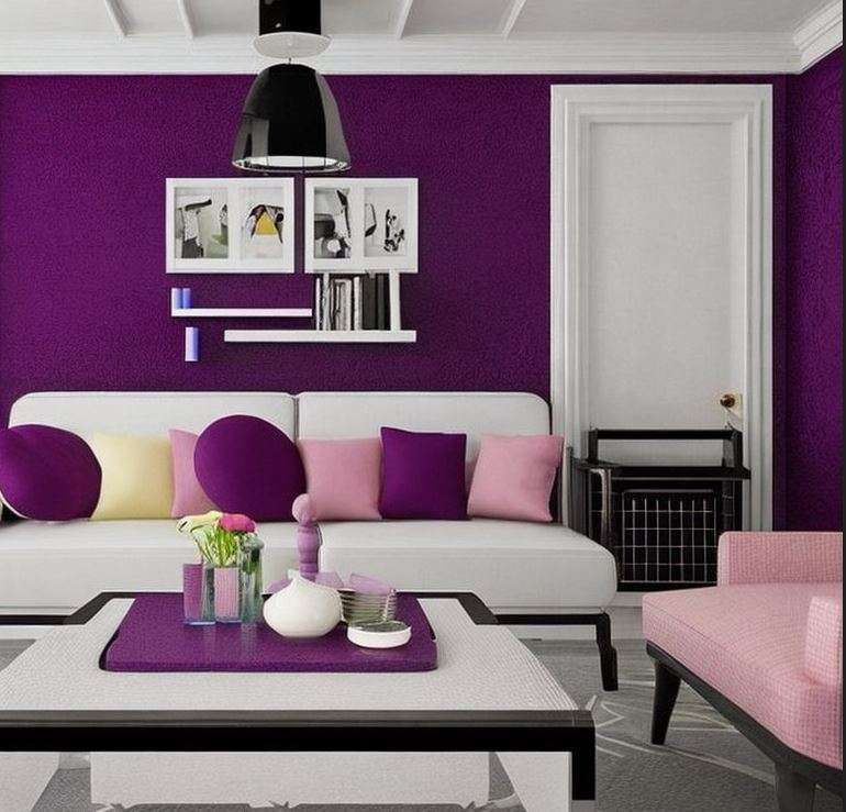 purple_and_pink_two_colour_combination_for_living_room_walls