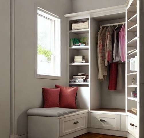 Bedroom cupboard design with seating