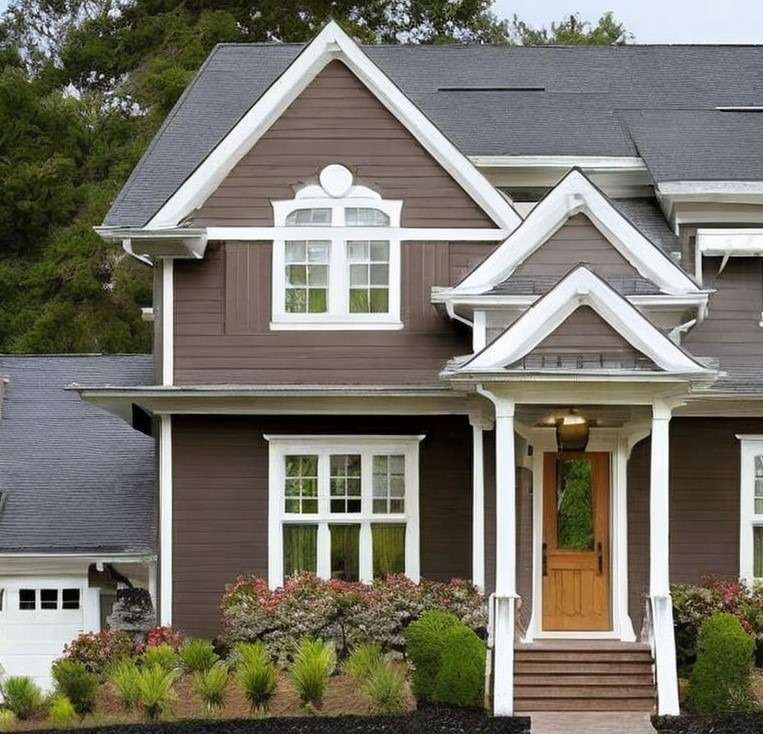 Best Exterior House Colors Brown, White and Grey