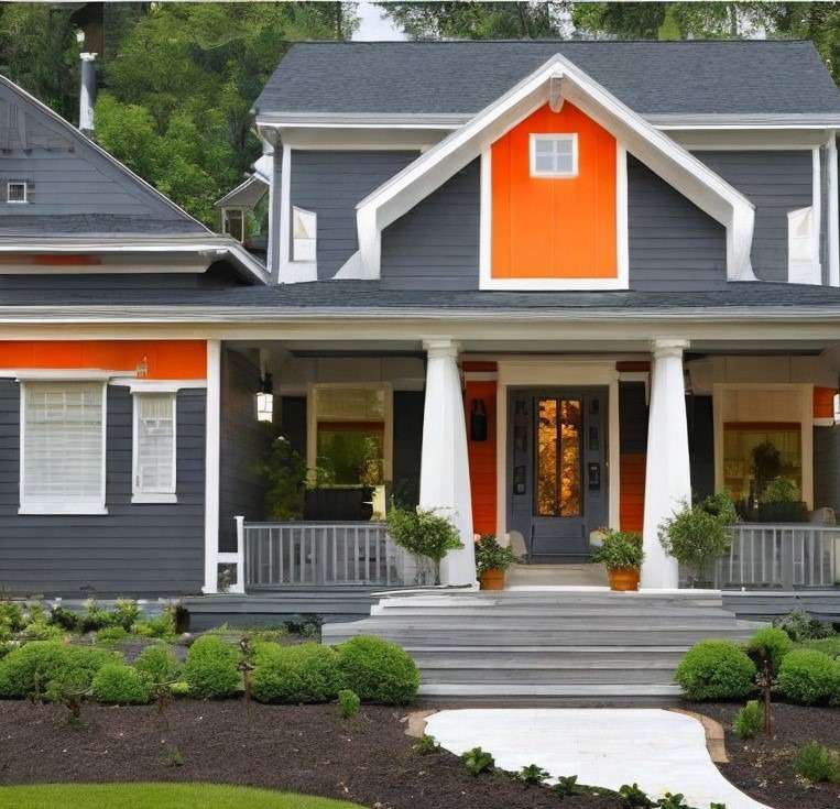 Best Exterior House Colors Gray, White and Orange