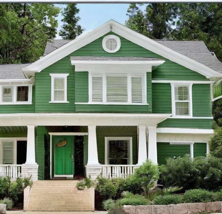 Best Exterior House Colors Green and Off White