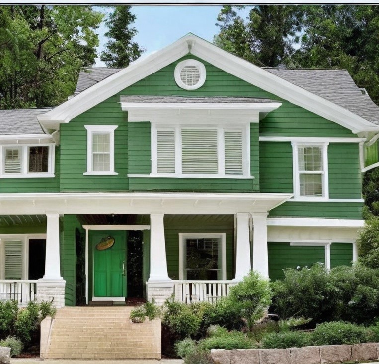 Best Exterior House Colors Green and Off White