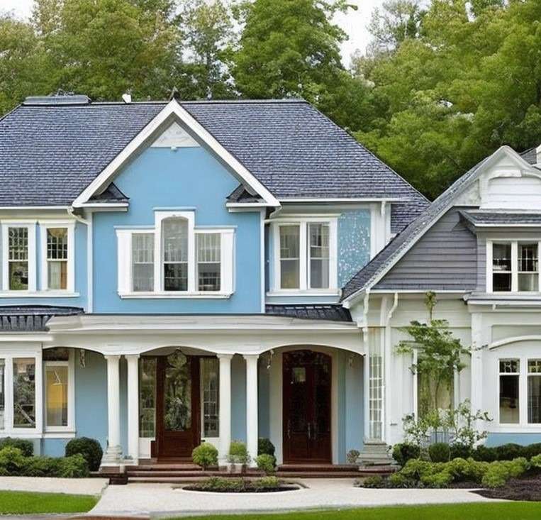 Best Exterior House Colors Pale Blue and Cream