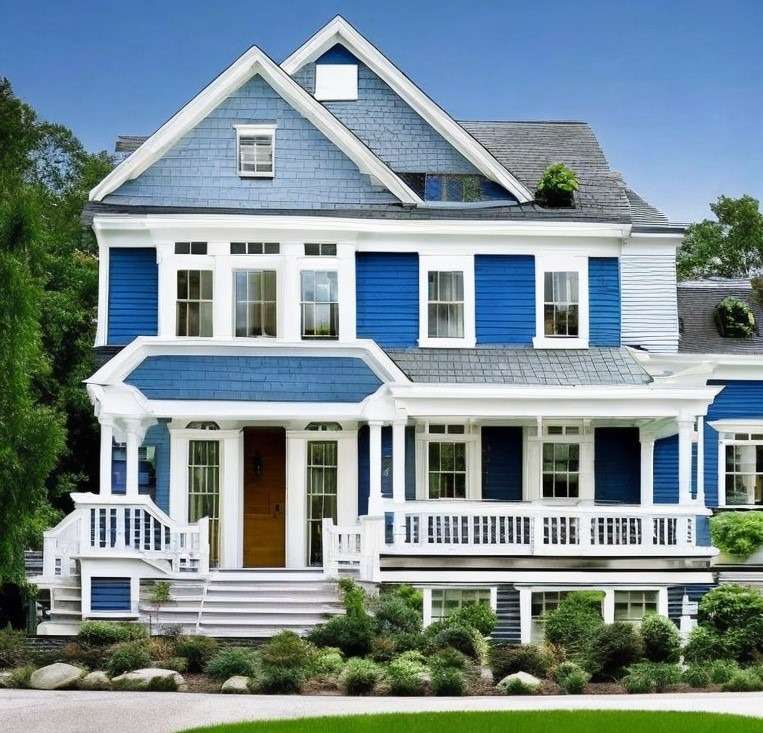 Best Exterior House Colors White and Blue