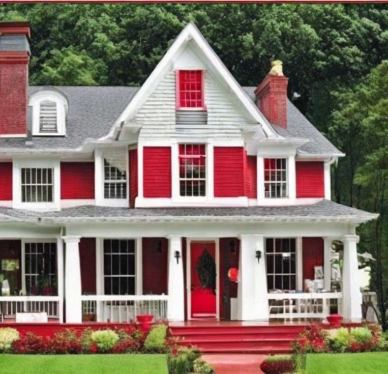 Best Exterior House Colors white and red