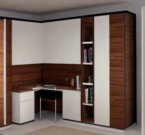 Corner bedroom cupboard design study