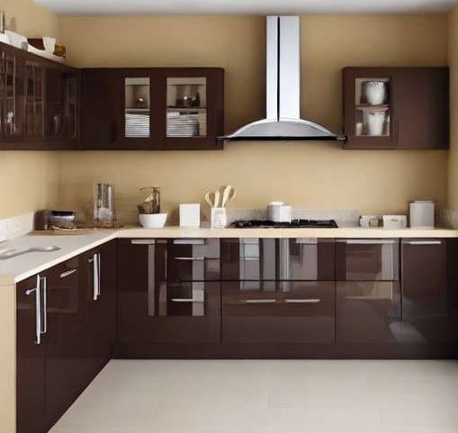 Embracing Brown and Cream Modular Kitchen Colour Combination