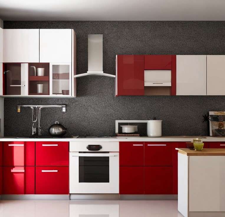 Embracing Red and White Delight Modular Kitchen Colour Combination