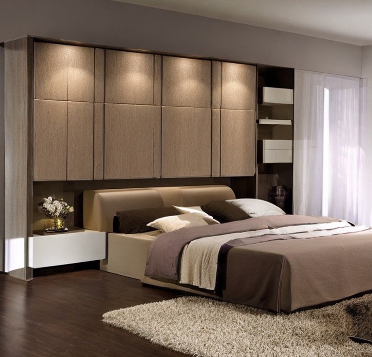 Headboard wall bedroom cupboard design