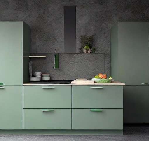 Pastel Green Meets Sophisticated Grey Modular Kitchen Colour Combination