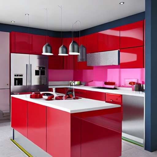 Red and Pink Delight Modular Kitchen Colour Combination
