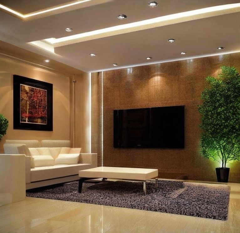 backlit plastic false ceiling to illuminate the room