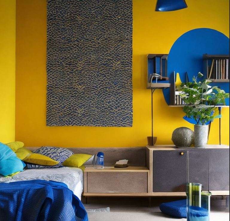 bright_yellow_and_blue_colour_combination_for_wall