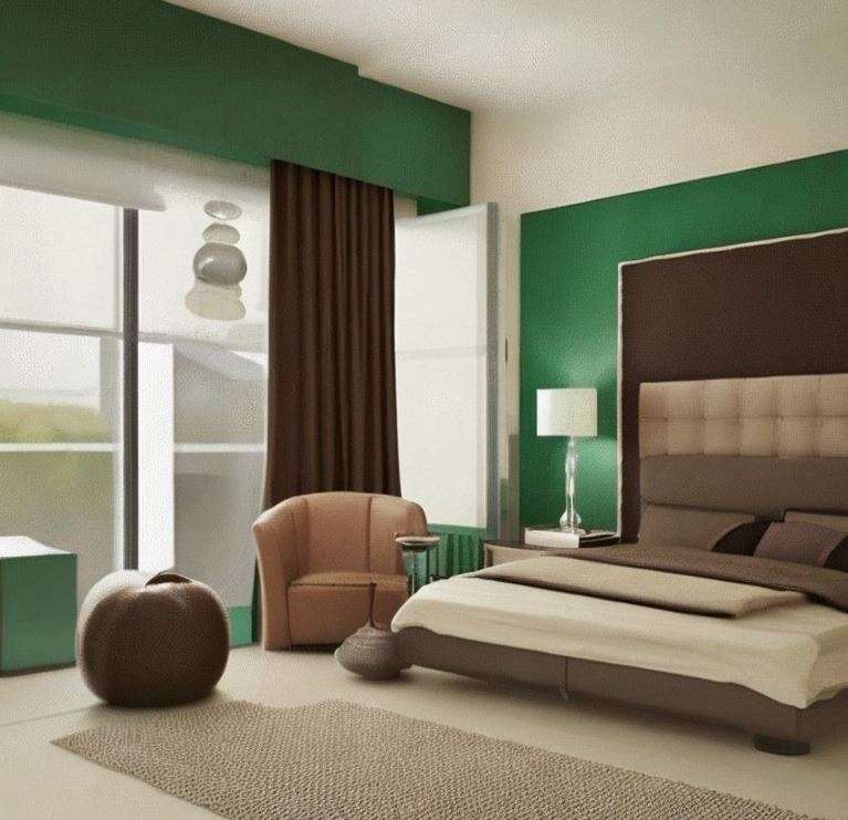 brown and green colour combination walls
