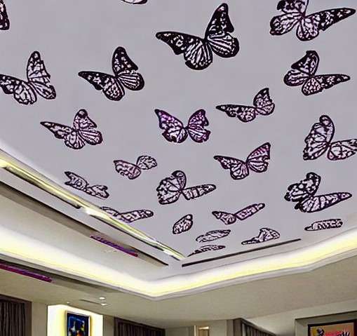 butterfly motif plastic false ceilingdesign