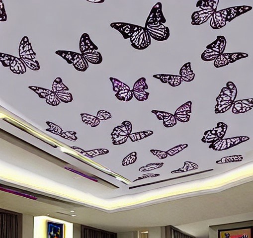 butterfly motif plastic false ceilingdesign