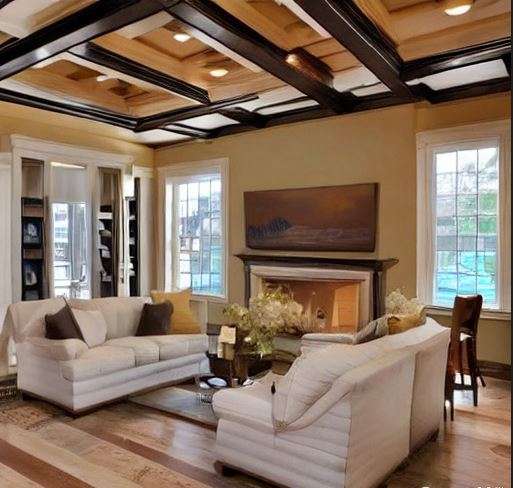 coffered ceiling with wood