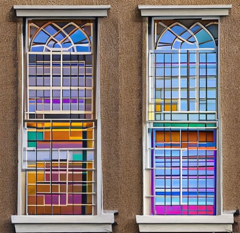 colourful simple window grill design